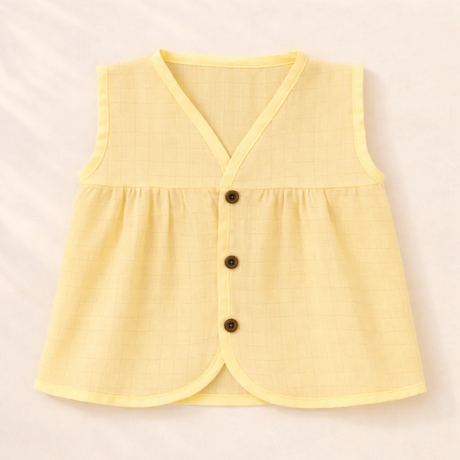 Organic Muslin Frock Jabla- Lemon Drop