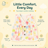 Baby Girl Organic Muslin Frill Jabla- Rainbow bubbles