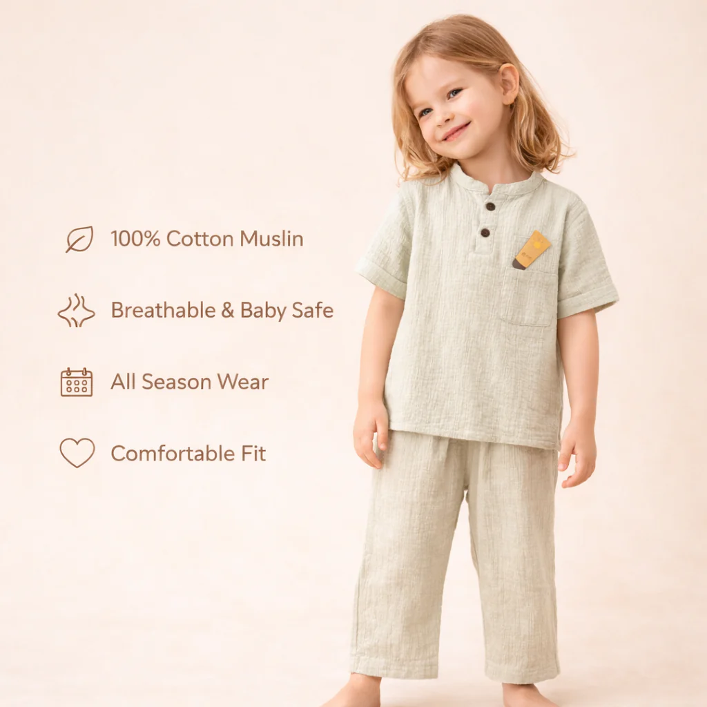 Unisex Crinkle Muslin Nightwear - Earthy Sage