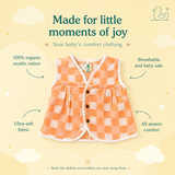 Baby Girl Organic Muslin Frill Jabla - Peach Gingham