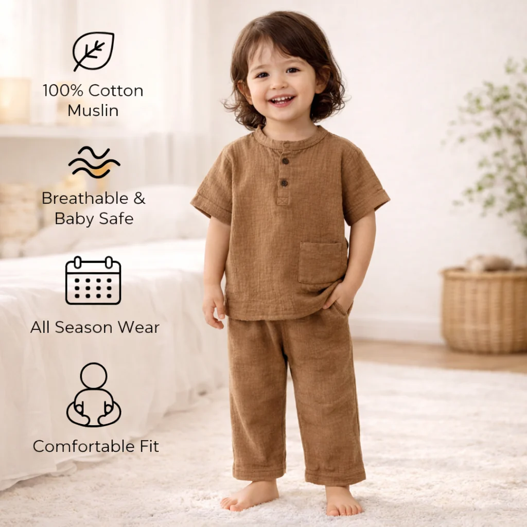 Unisex Crinkle Muslin Nightwear - Toasted