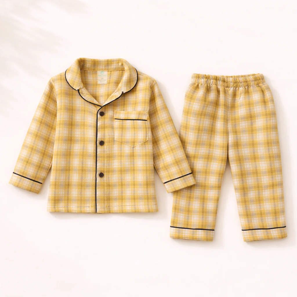 Unisex Crinkle Muslin Night Suit - Honeycrisp