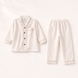 Unisex Crinkle Muslin Night Suit - Soft White