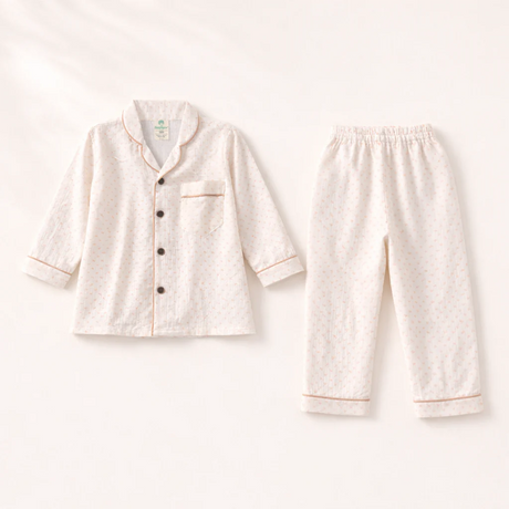 Unisex Crinkle Muslin Night Suit - Soft White