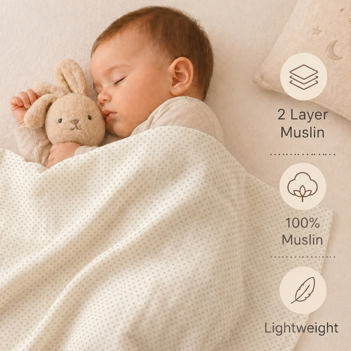 Muslin Nap Time Blanket - Soft Polka