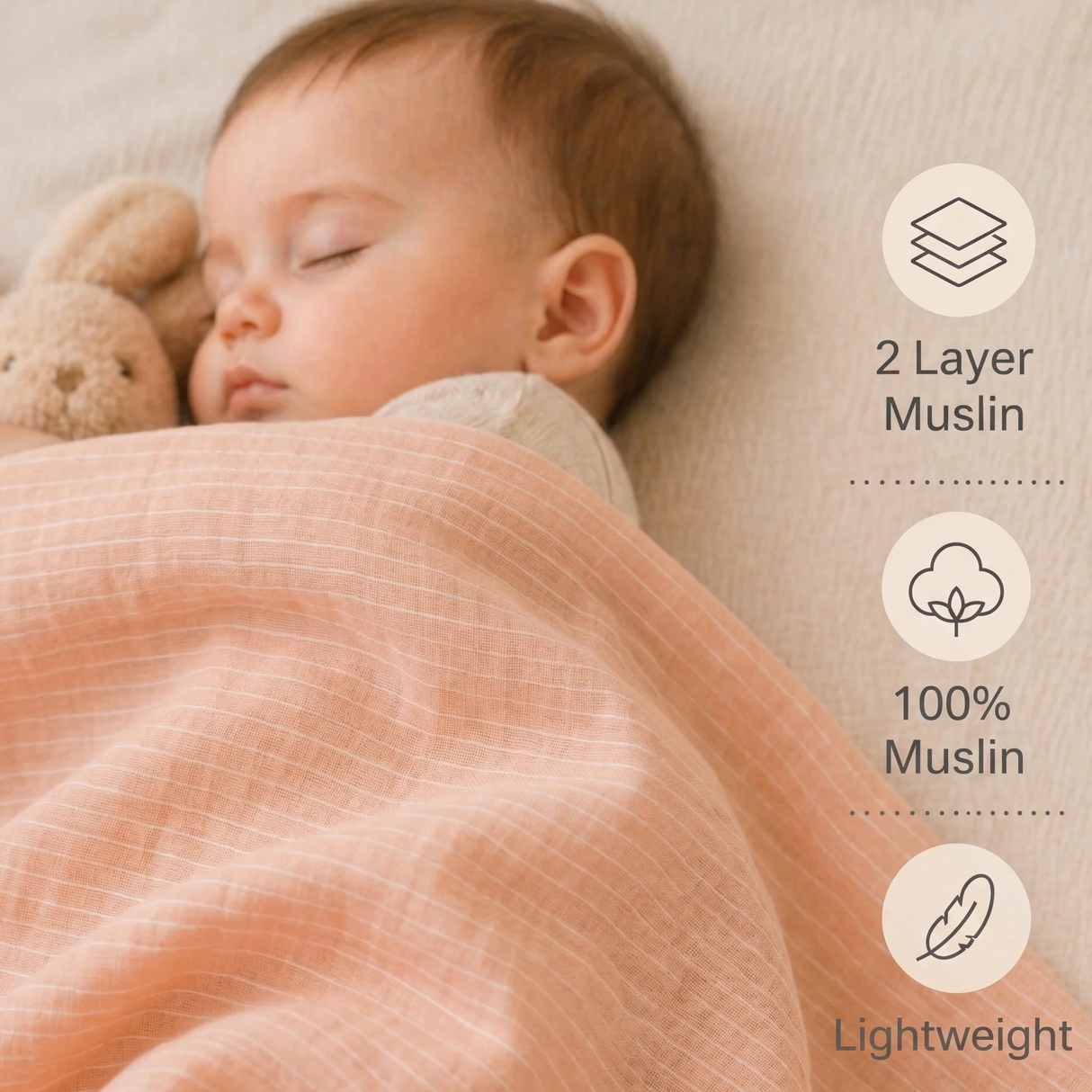 Muslin Nap Time Blanket - Peach Sorbet