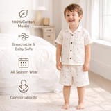 Unisex Crinkle Muslin Nightwear - Cotton Cherry