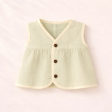 Baby Girl Organic Muslin Frill Jabla- Soft Leaf