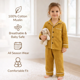 Unisex Crinkle Muslin Night Suit - Golden Glow