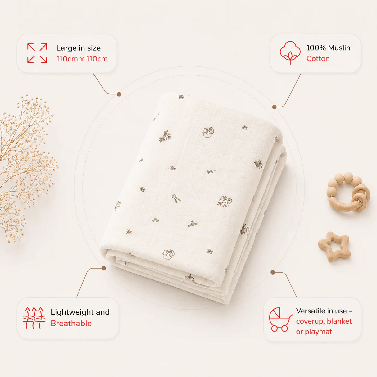 Muslin Nap Time Blanket - Doodle Dreams