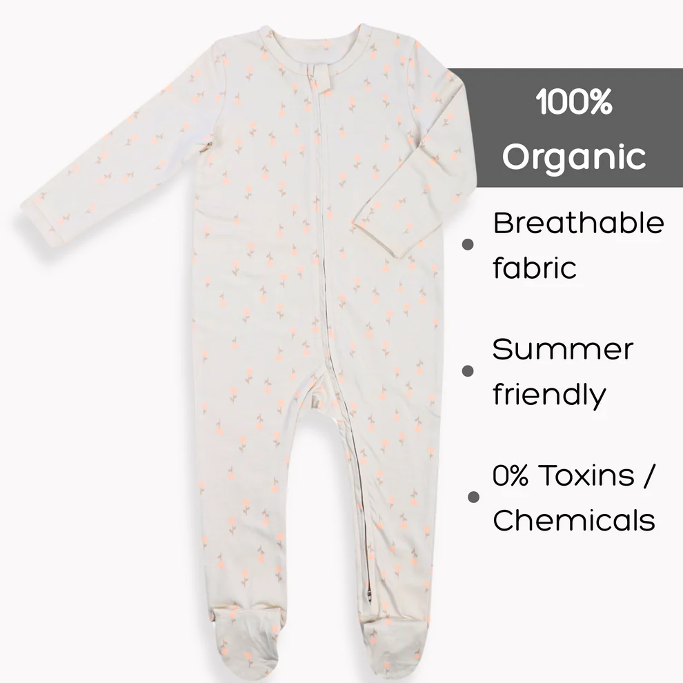 Organic Summer Romper – Floral Ivory