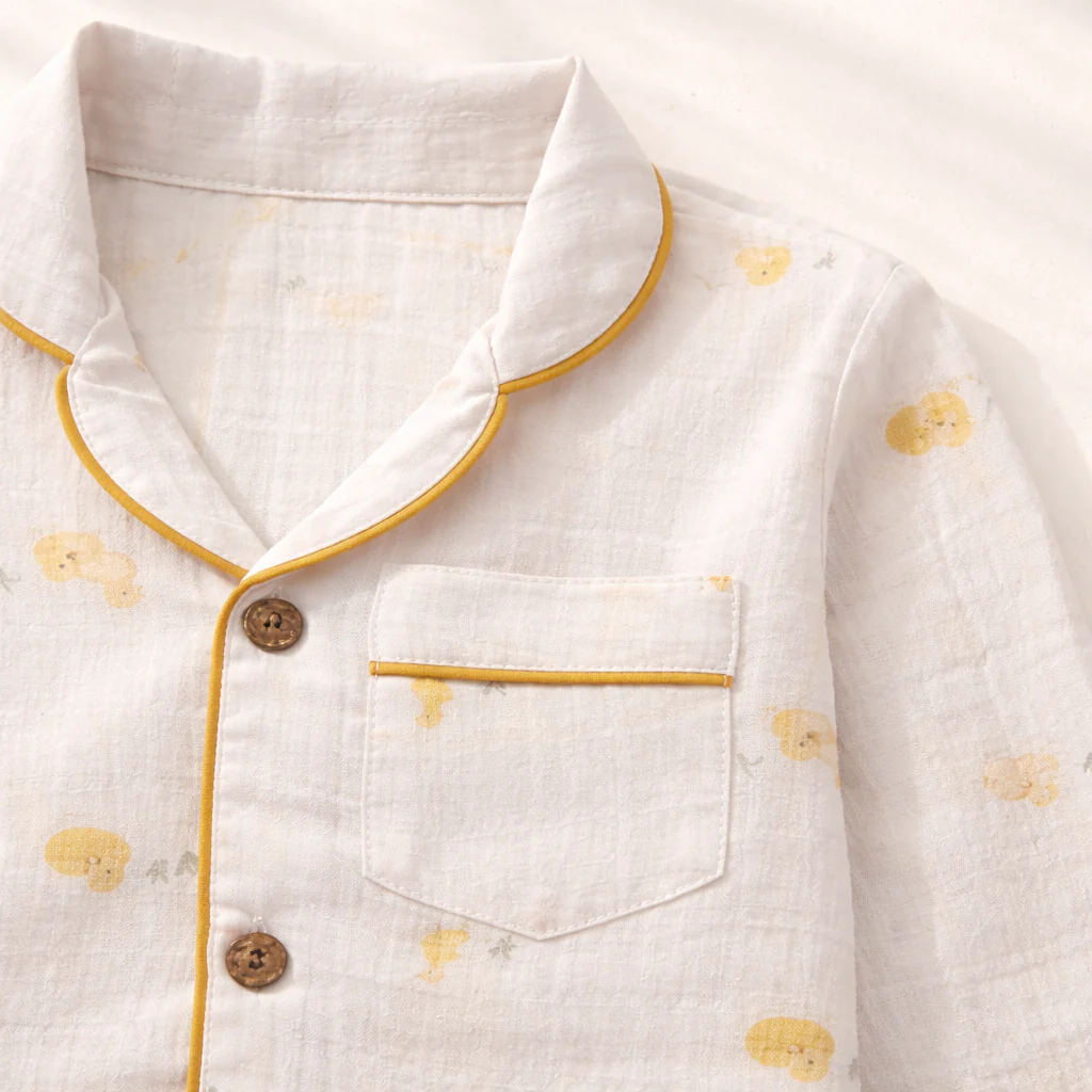 Unisex Crinkle Muslin Night Suit - Little Duckling