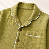 Unisex Crinkle Muslin Night Suit - Little Olive