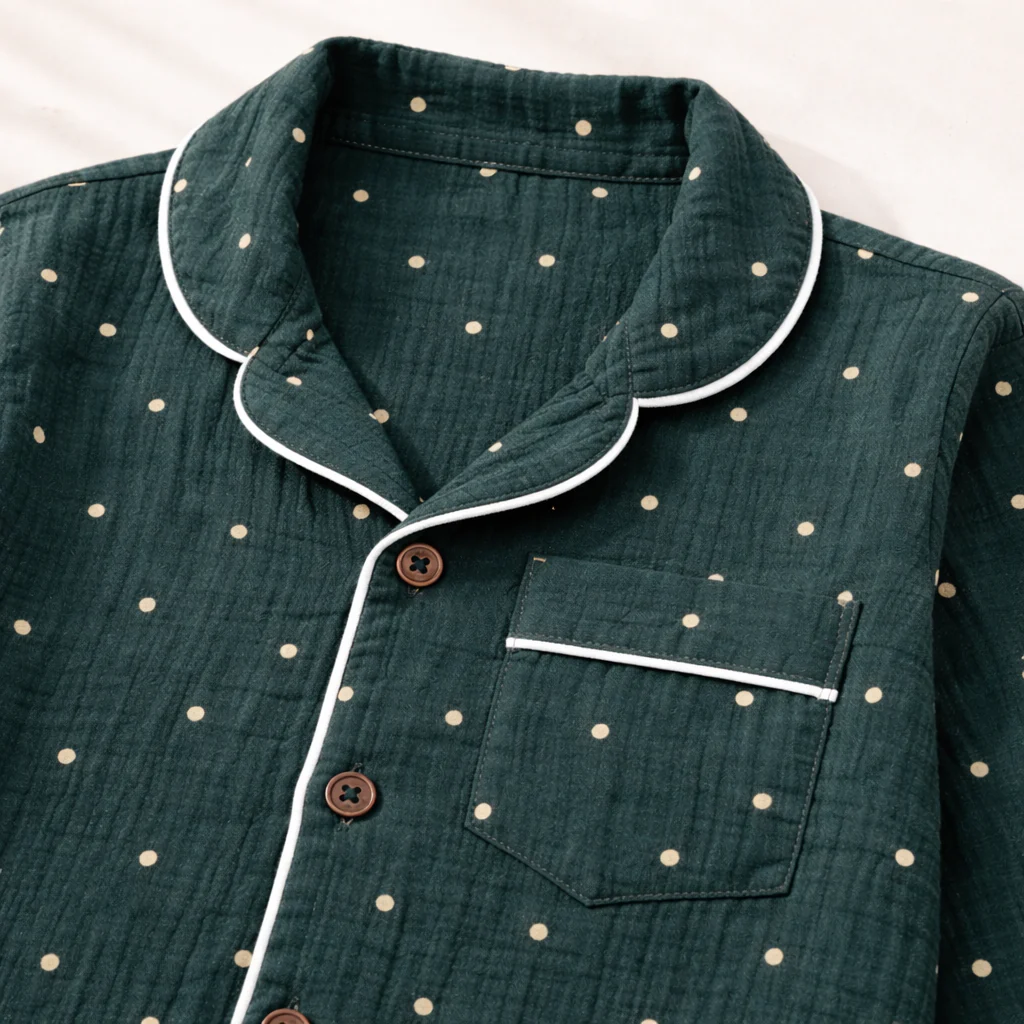 Unisex Crinkle Muslin Night Suit - Hunter Green