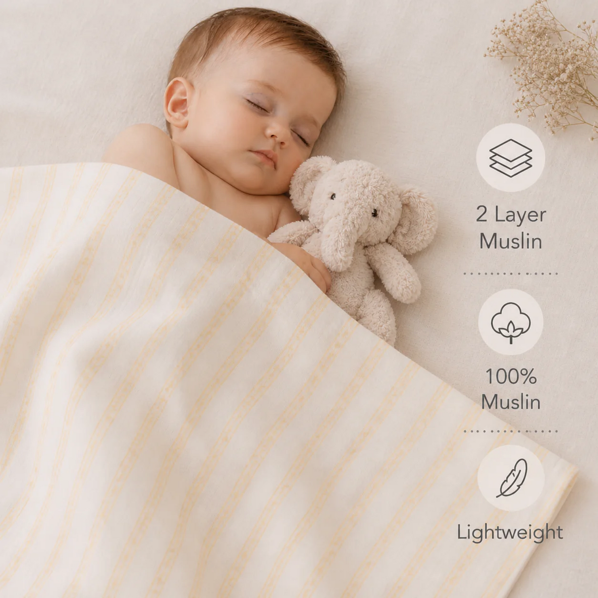 Muslin Nap Time Blankets - Buttercream Stripe