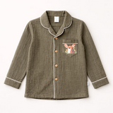 Unisex Crinkle Muslin Night Suit - Forest Green