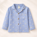 Unisex Crinkle Muslin Night Suit - Blooming Blue