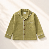 Unisex Crinkle Muslin Night Suit - Little Olive